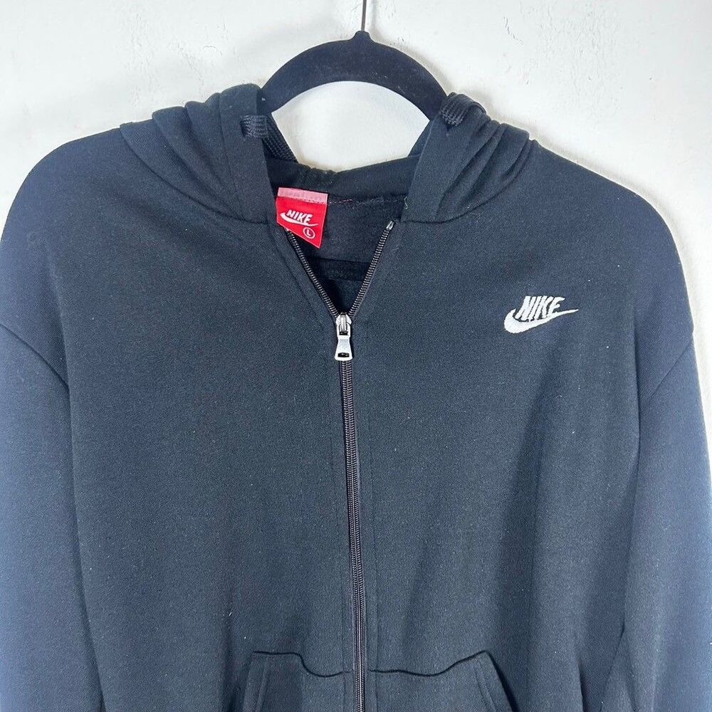 Nike Tracksuit Youth Large Black Full Zip Hoodie Sweatpants Set Fleece - Picture 2 of 10